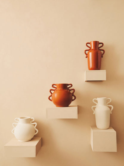 Cadence Burnt Orange Large Vase with Abstract Handles