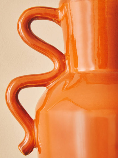 Cadence Burnt Orange Large Vase with Abstract Handles