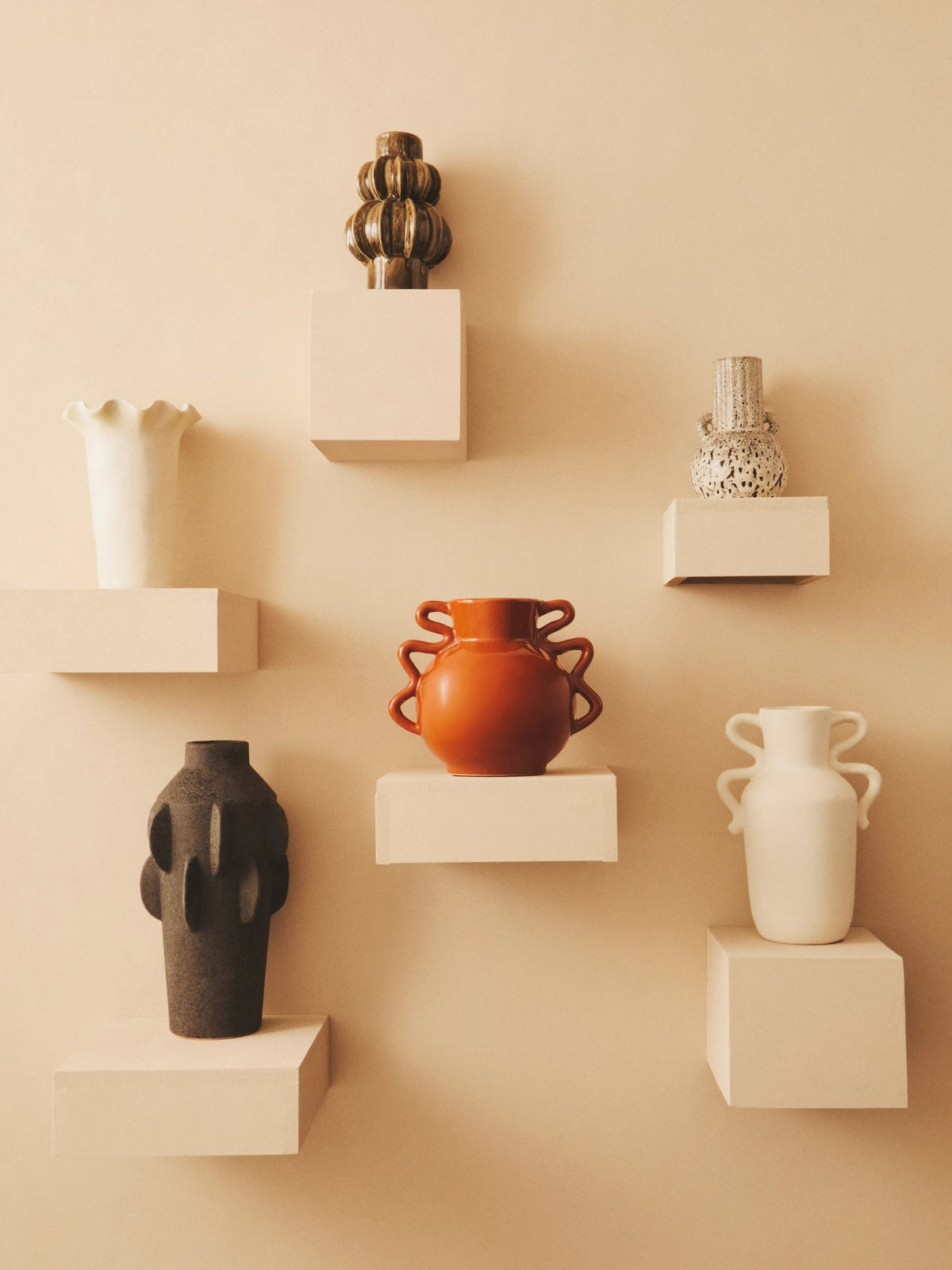 Cadence Burnt Orange Small Vase with Abstract Handles