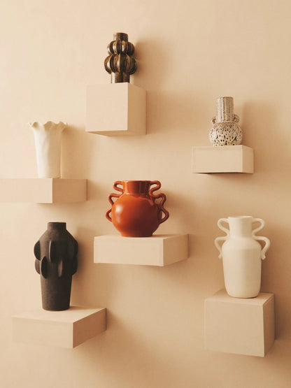 Cadence Burnt Orange Small Vase with Abstract Handles