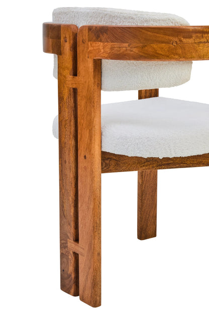 Garda Boucle Fabric and Mango Wood Dining Chair