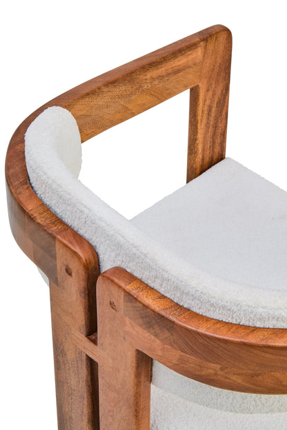 Garda Boucle Fabric and Mango Wood Dining Chair