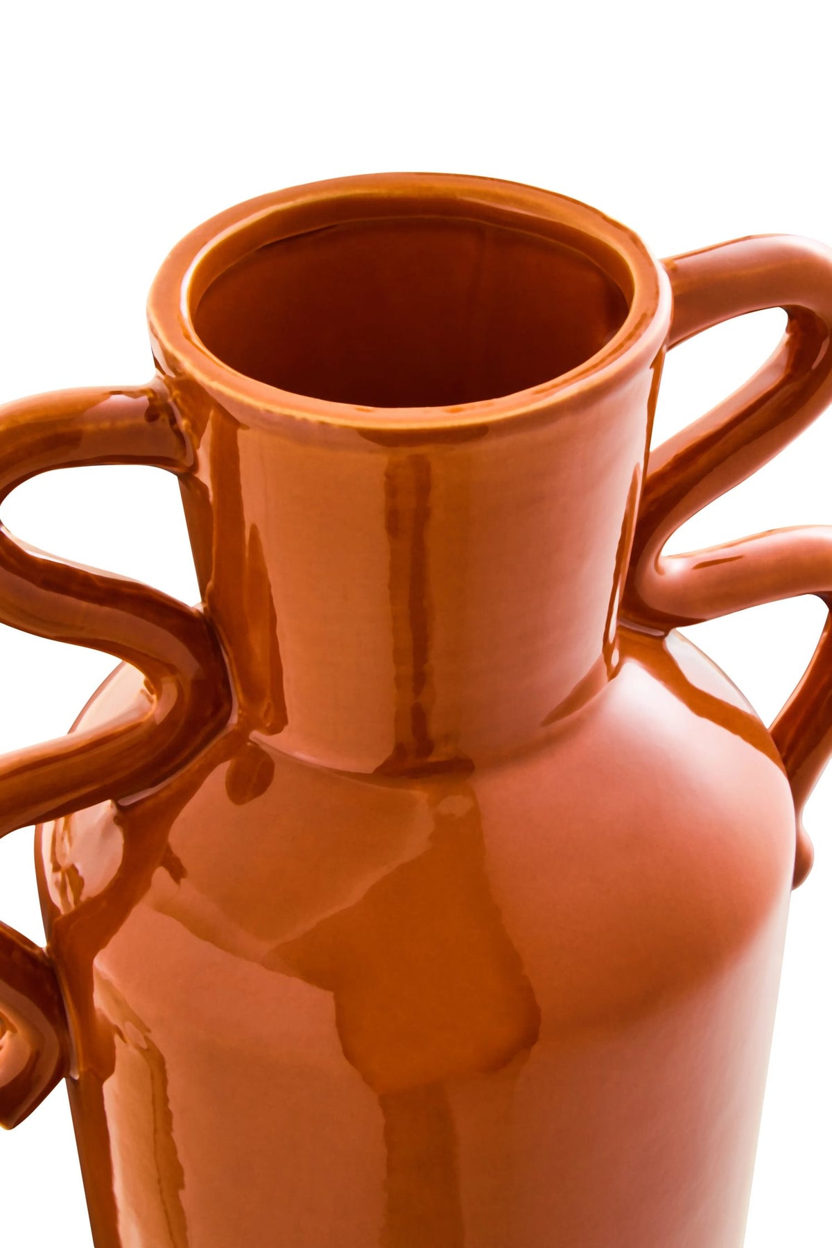 Cadence Burnt Orange Large Vase with Abstract Handles