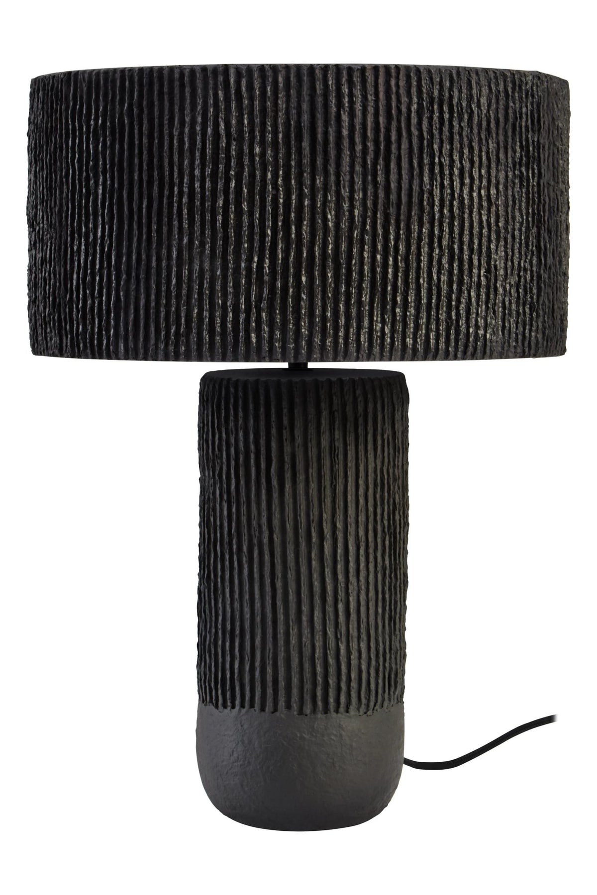 Vellum Black Etched Linear Design Papier Mache Table Lamp