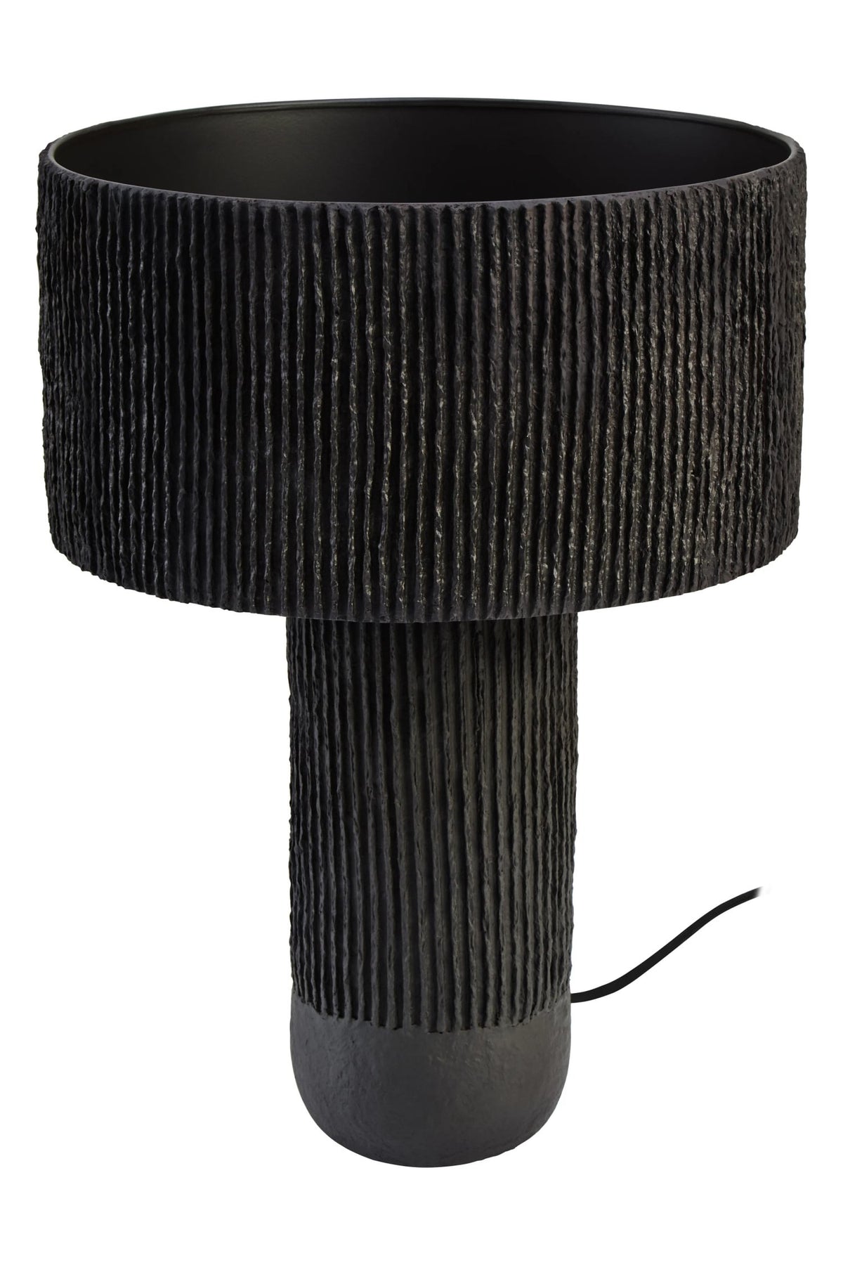 Vellum Black Etched Linear Design Papier Mache Table Lamp
