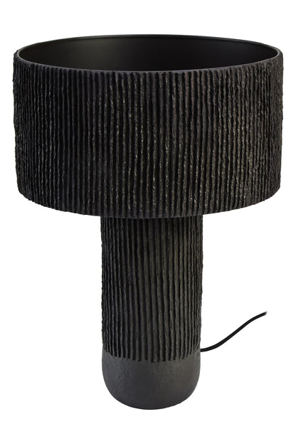 Vellum Black Etched Linear Design Papier Mache Table Lamp