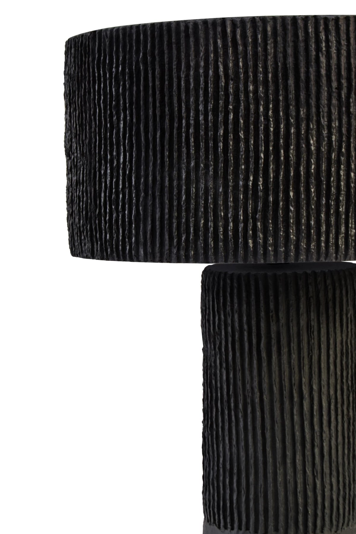 Vellum Black Etched Linear Design Papier Mache Table Lamp