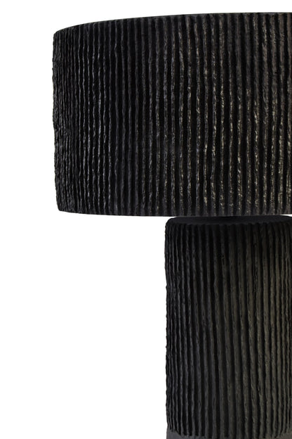 Vellum Black Etched Linear Design Papier Mache Table Lamp