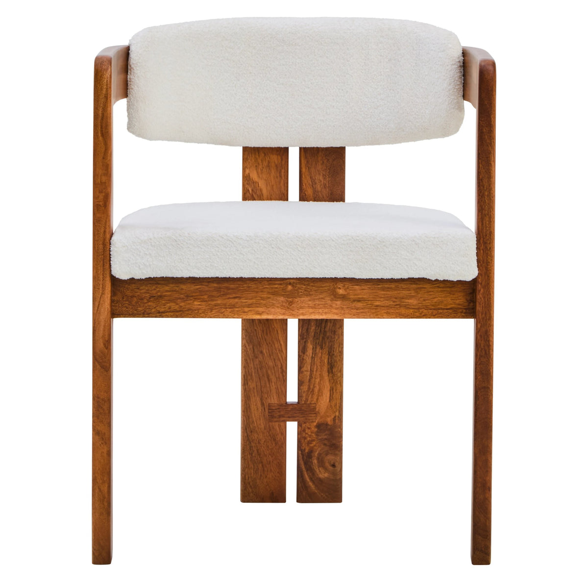Garda Boucle Fabric and Mango Wood Dining Chair