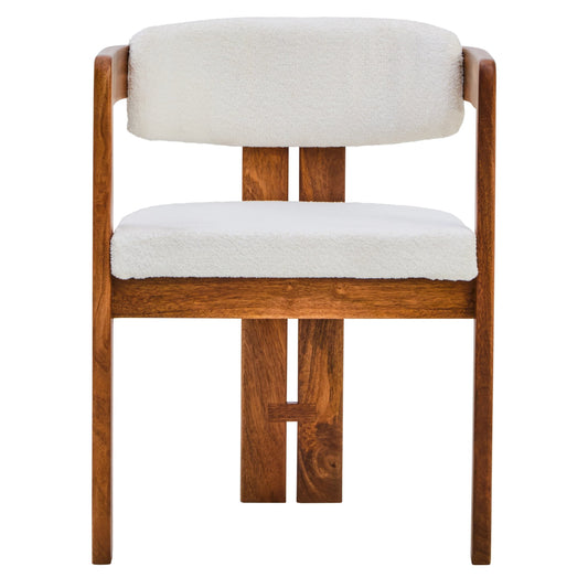 Garda Boucle Fabric and Mango Wood Dining Chair