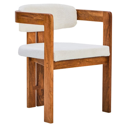 Garda Boucle Fabric and Mango Wood Dining Chair