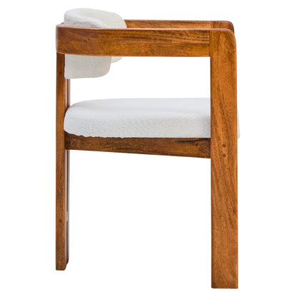 Garda Boucle Fabric and Mango Wood Dining Chair