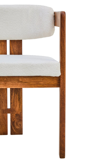 Garda Boucle Fabric and Mango Wood Dining Chair