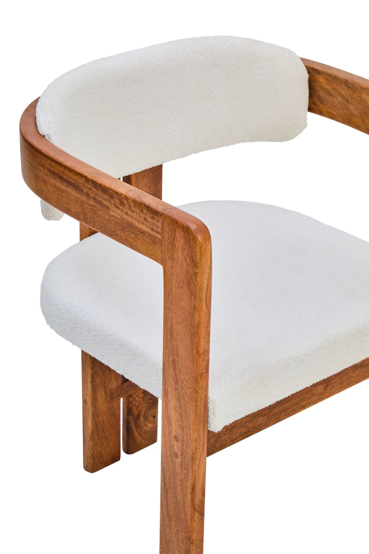 Garda Boucle Fabric and Mango Wood Dining Chair