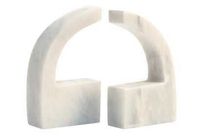 Carrara White Marble Set of Two Comma Bookends