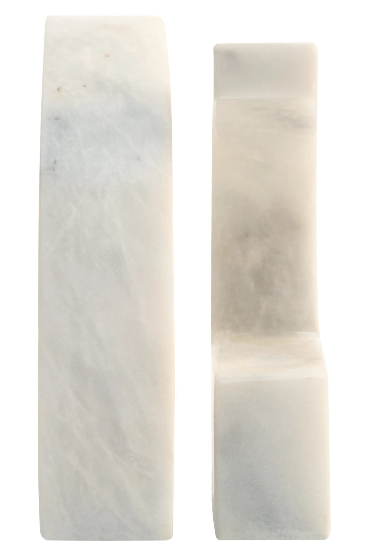Carrara White Marble Set of Two Comma Bookends