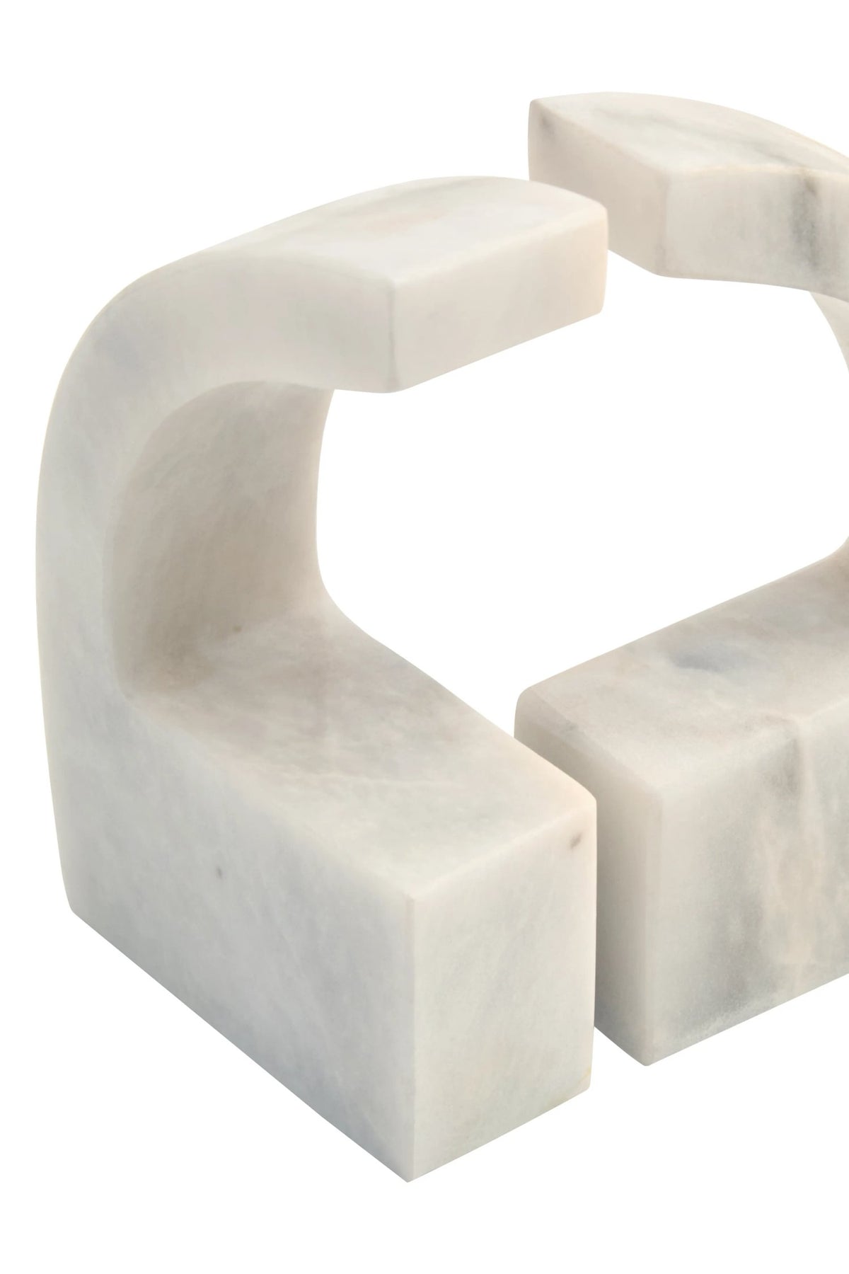 Carrara White Marble Set of Two Comma Bookends