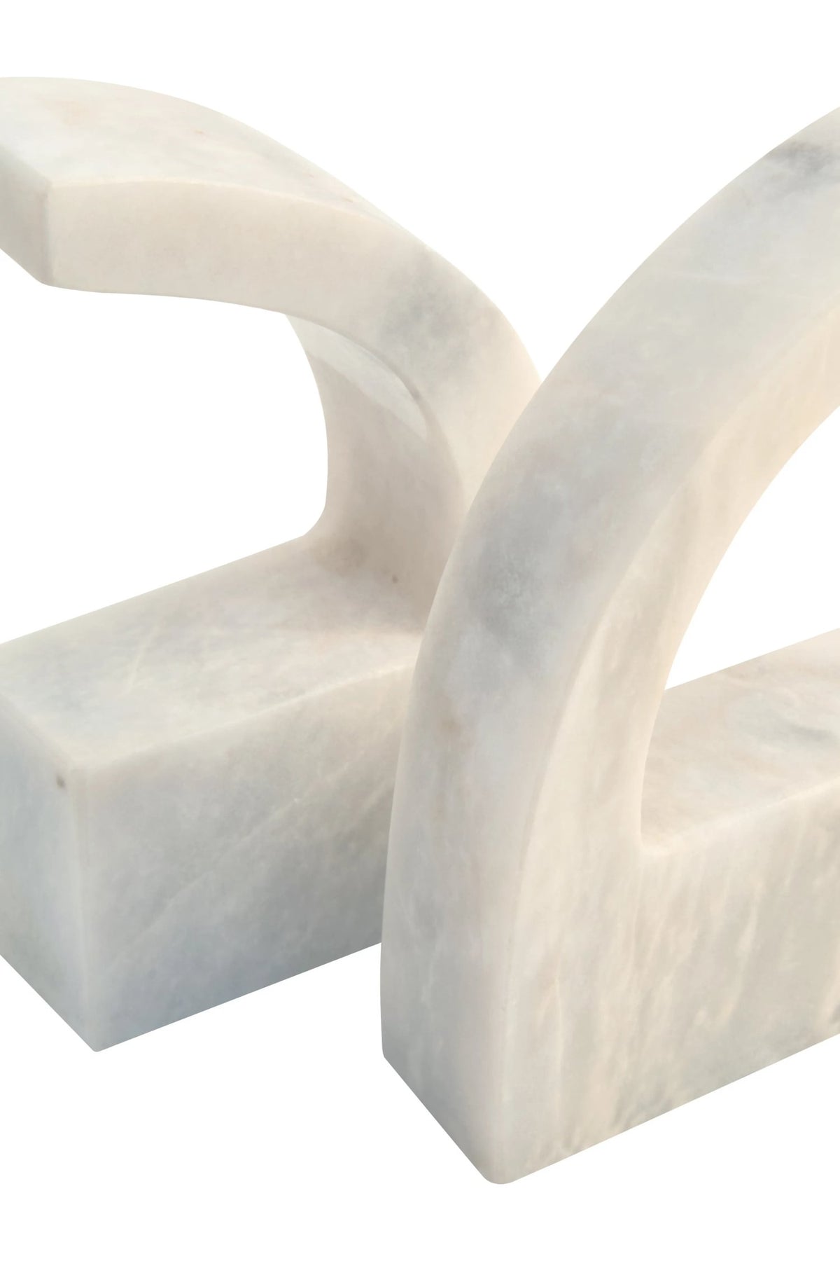 Carrara White Marble Set of Two Comma Bookends