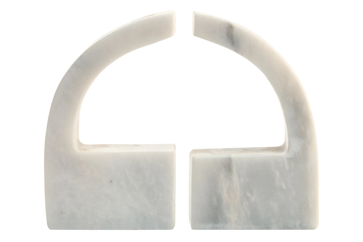 Carrara White Marble Set of Two Comma Bookends