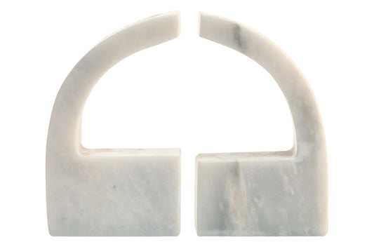 Carrara White Marble Set of Two Comma Bookends