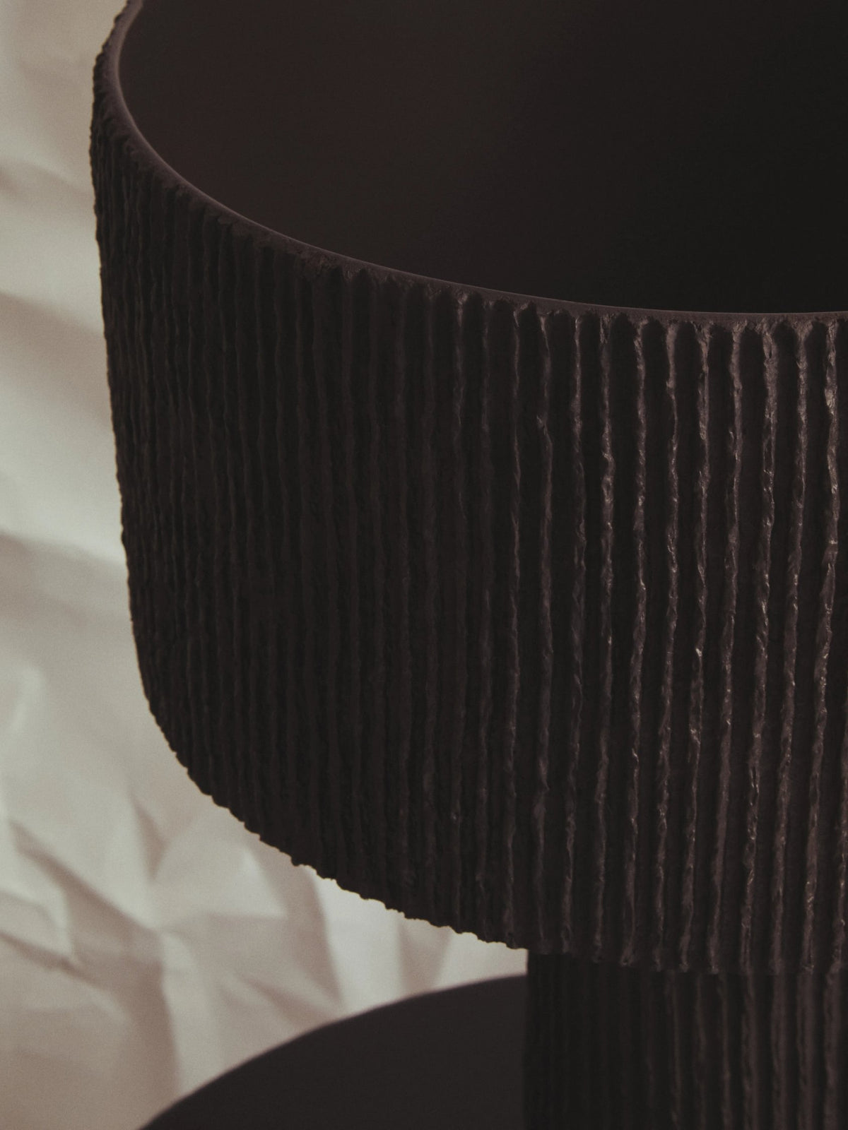 Vellum Black Etched Linear Design Papier Mache Table Lamp