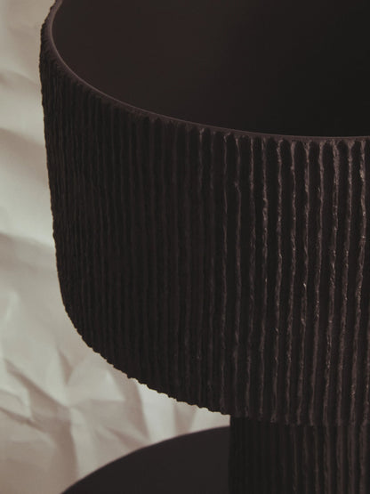 Vellum Black Etched Linear Design Papier Mache Table Lamp