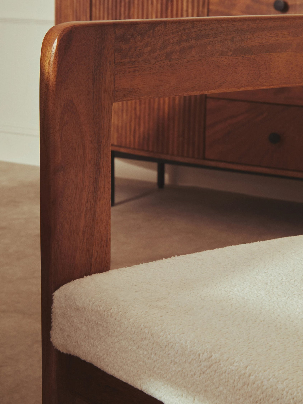 Garda Boucle Fabric and Mango Wood Dining Chair