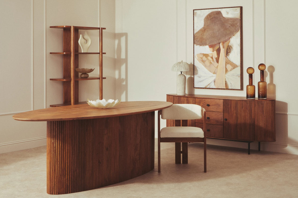 Garda Boucle Fabric and Mango Wood Dining Chair