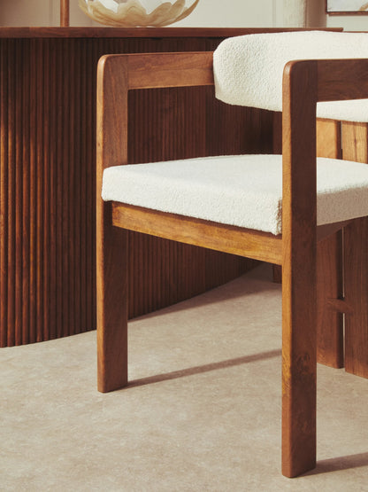 Garda Boucle Fabric and Mango Wood Dining Chair