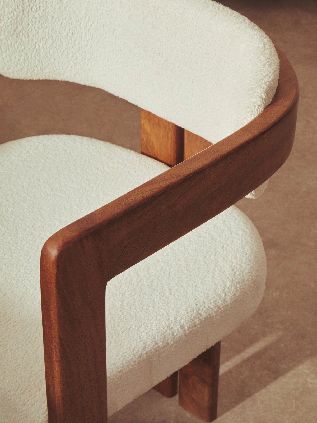 Garda Boucle Fabric and Mango Wood Dining Chair