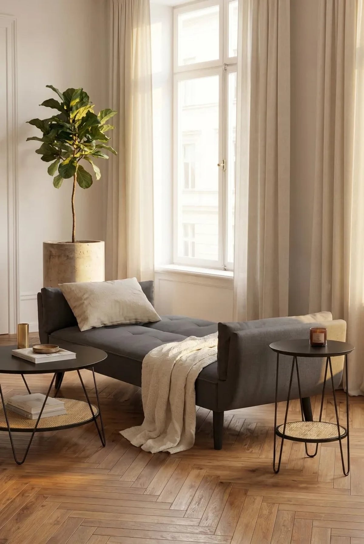Marlowe 3 Seat Dark Grey Sofa Bed