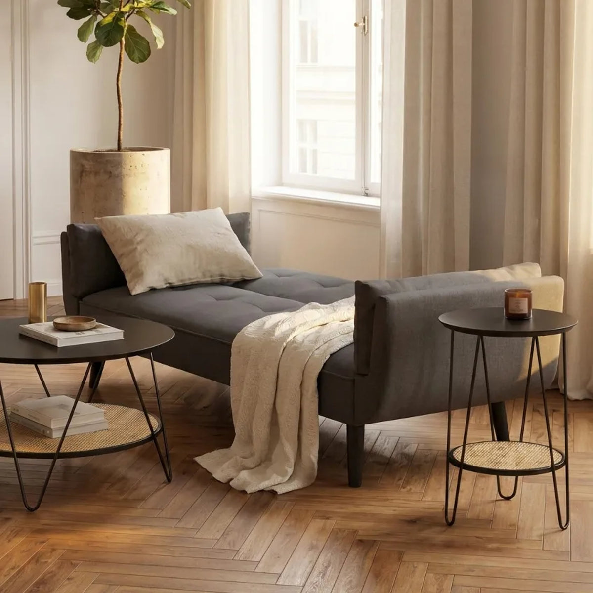 Marlowe 3 Seat Dark Grey Sofa Bed