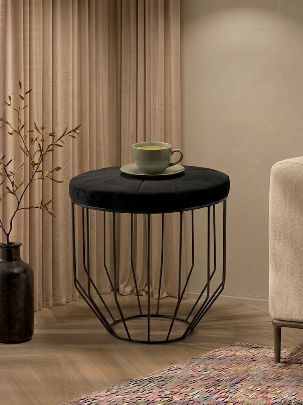 Chelsea Townhouse Hair On Hide Top Round Side Table
