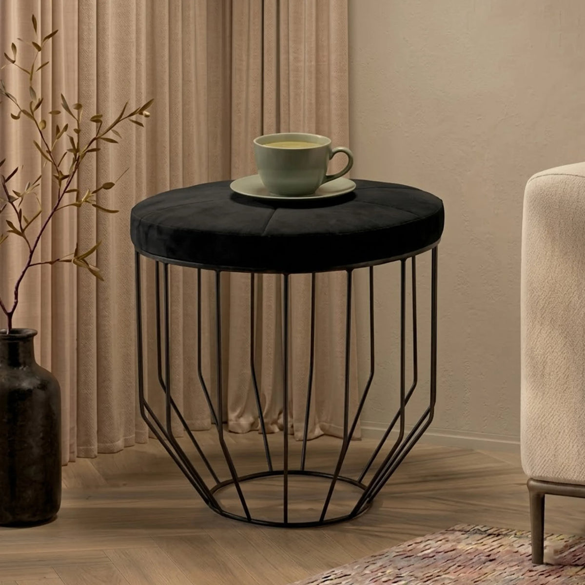 Chelsea Townhouse Hair On Hide Top Round Side Table