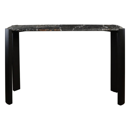 Iberia Black Marble Top and Acacia Wood Console Table