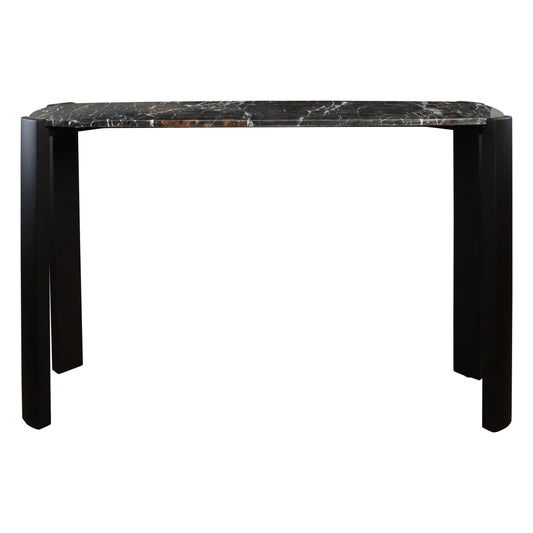 Iberia Black Marble Top and Acacia Wood Console Table