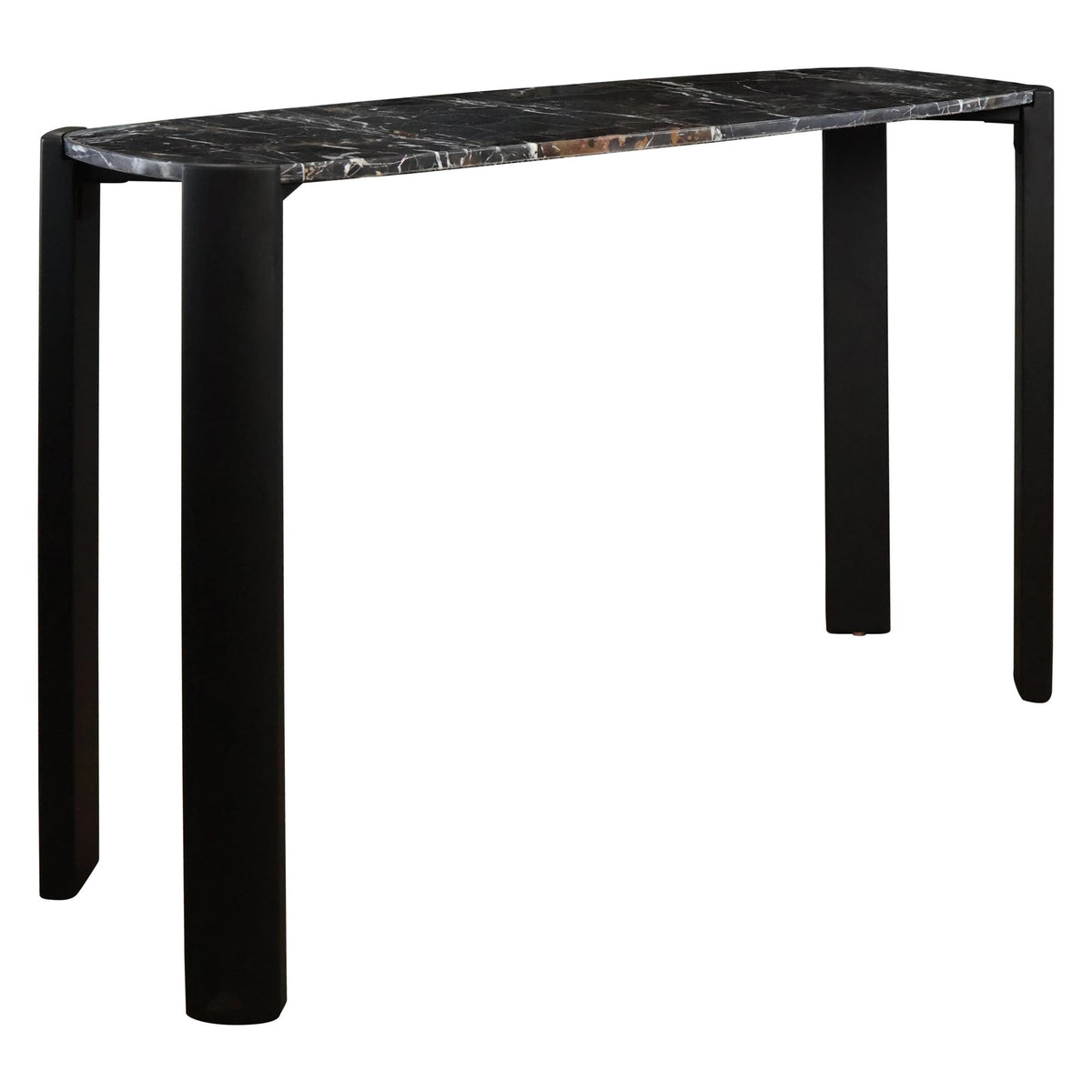 Iberia Black Marble Top and Acacia Wood Console Table