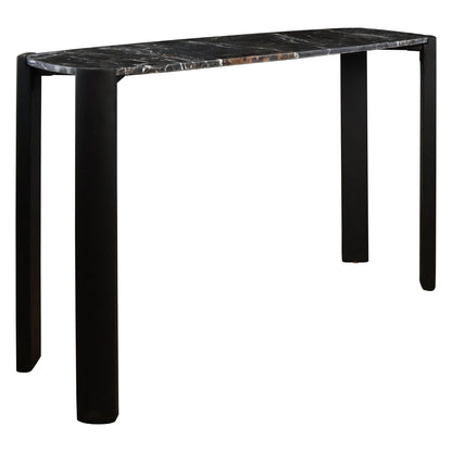 Iberia Black Marble Top and Acacia Wood Console Table