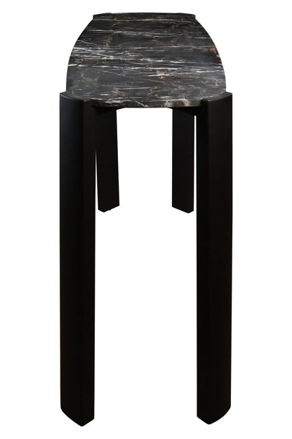 Iberia Black Marble Top and Acacia Wood Console Table