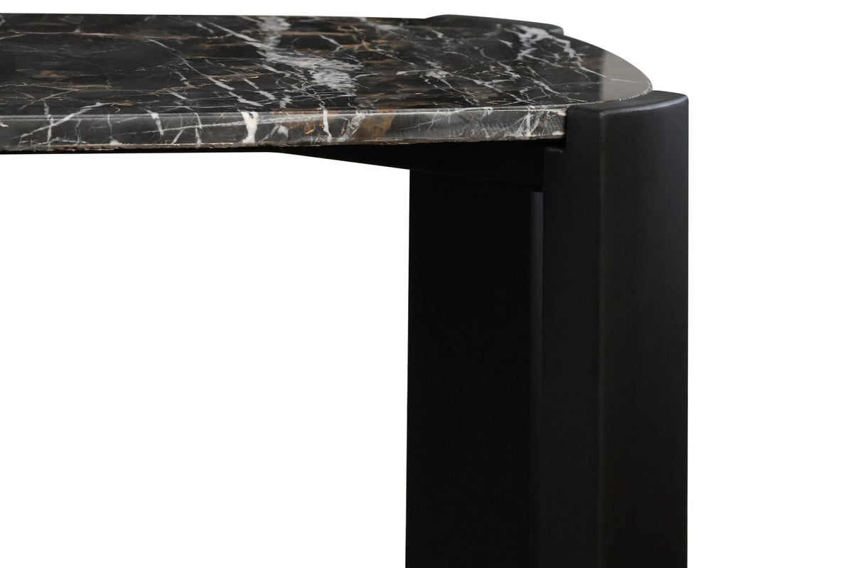 Iberia Black Marble Top and Acacia Wood Console Table