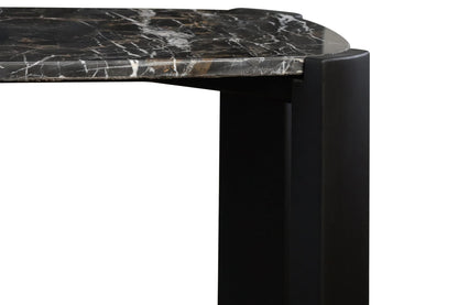 Iberia Black Marble Top and Acacia Wood Console Table