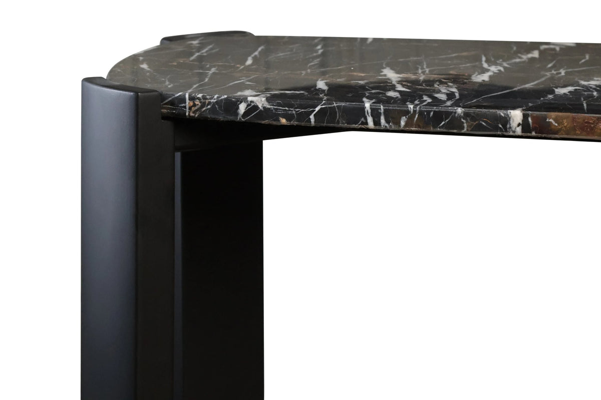 Iberia Black Marble Top and Acacia Wood Console Table