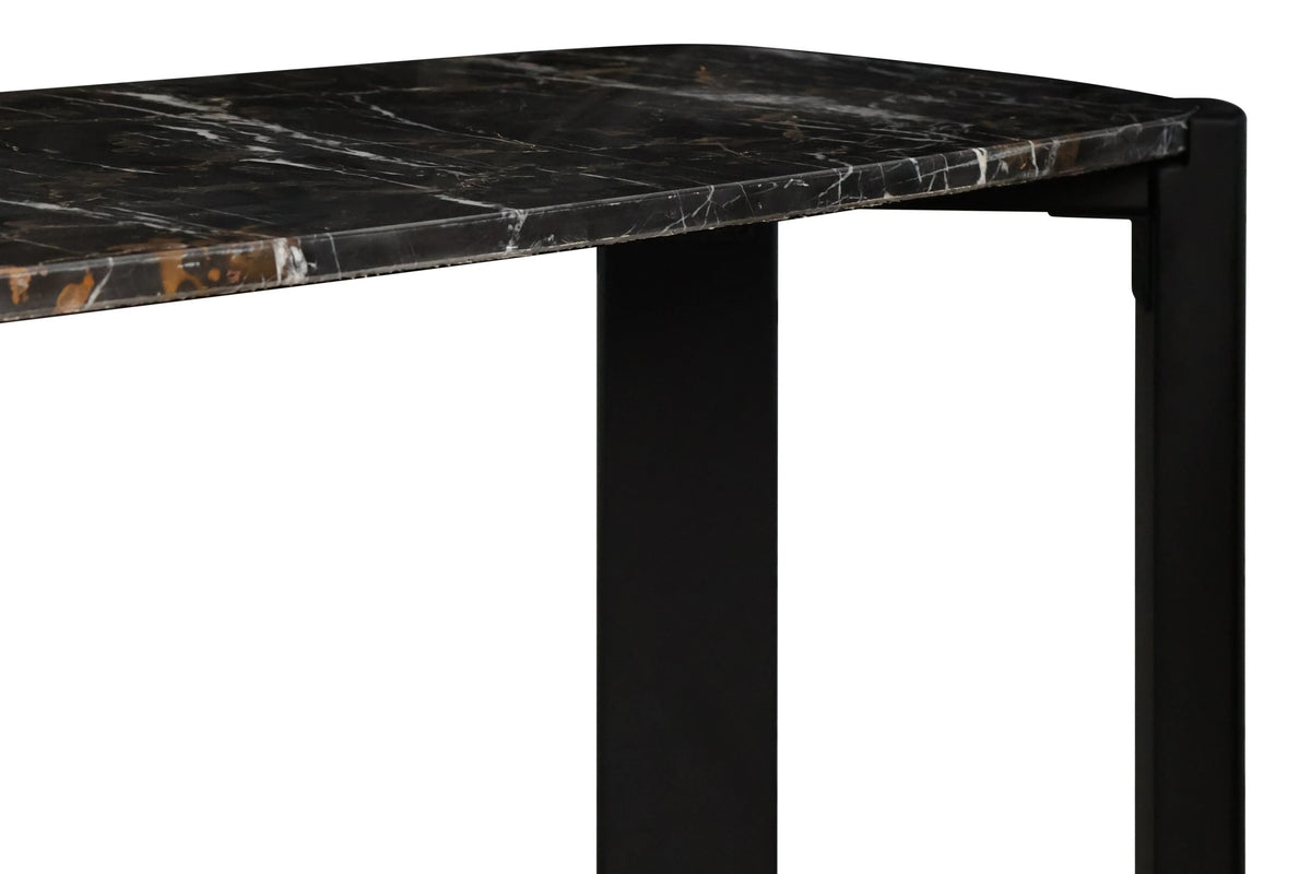 Iberia Black Marble Top and Acacia Wood Console Table