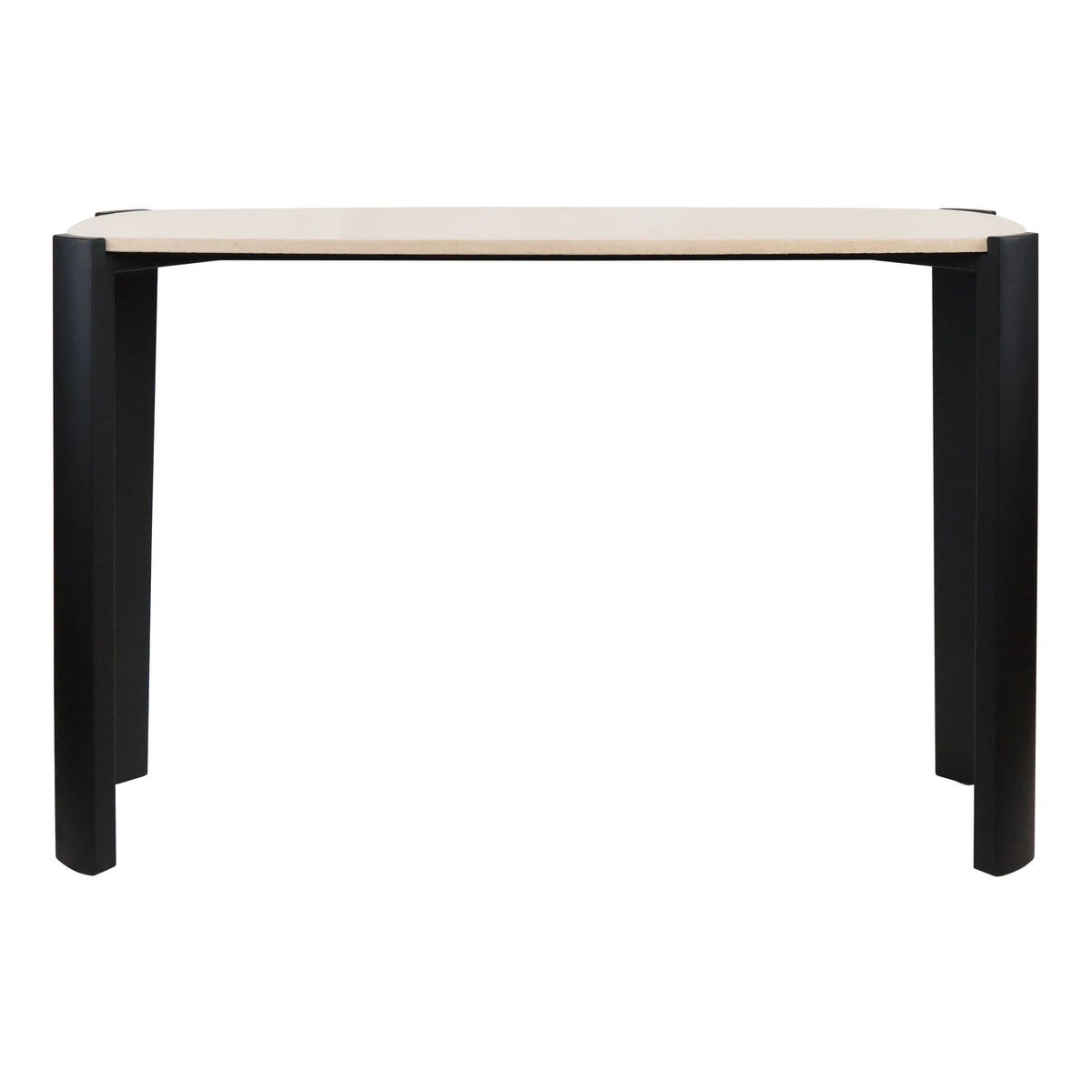 Iberia Cream Marble Top and Black Acacia Wood Console Table