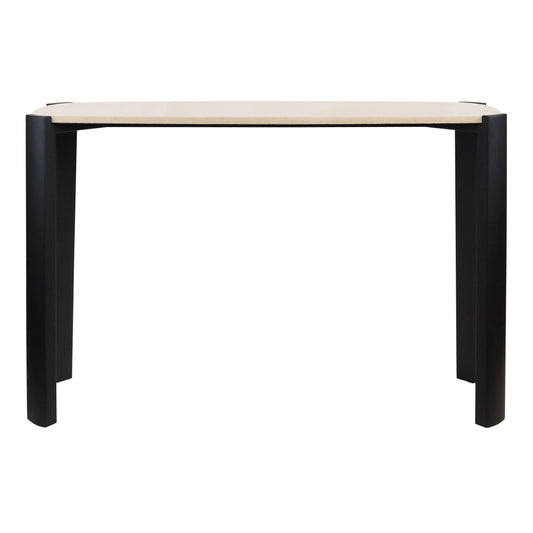 Iberia Cream Marble Top and Black Acacia Wood Console Table