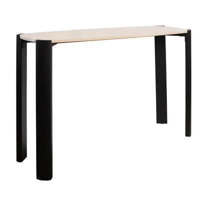 Iberia Cream Marble Top and Black Acacia Wood Console Table