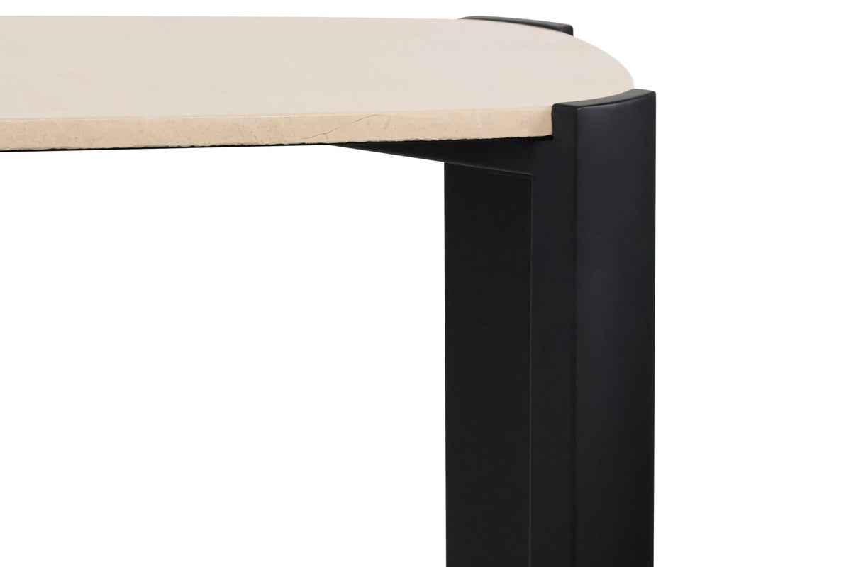 Iberia Cream Marble Top and Black Acacia Wood Console Table