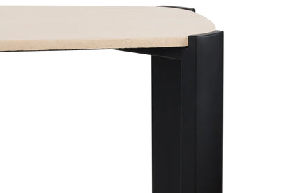 Iberia Cream Marble Top and Black Acacia Wood Console Table