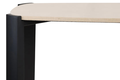 Iberia Cream Marble Top and Black Acacia Wood Console Table