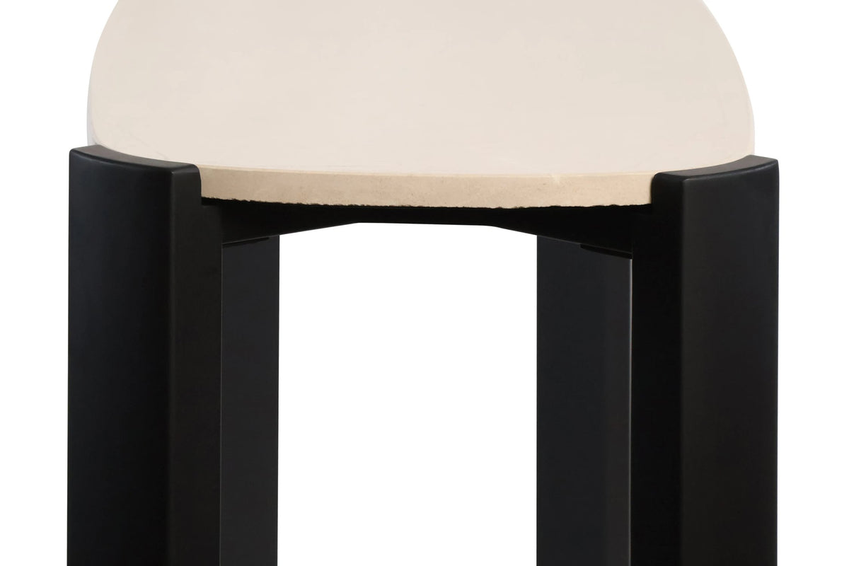 Iberia Cream Marble Top and Black Acacia Wood Console Table